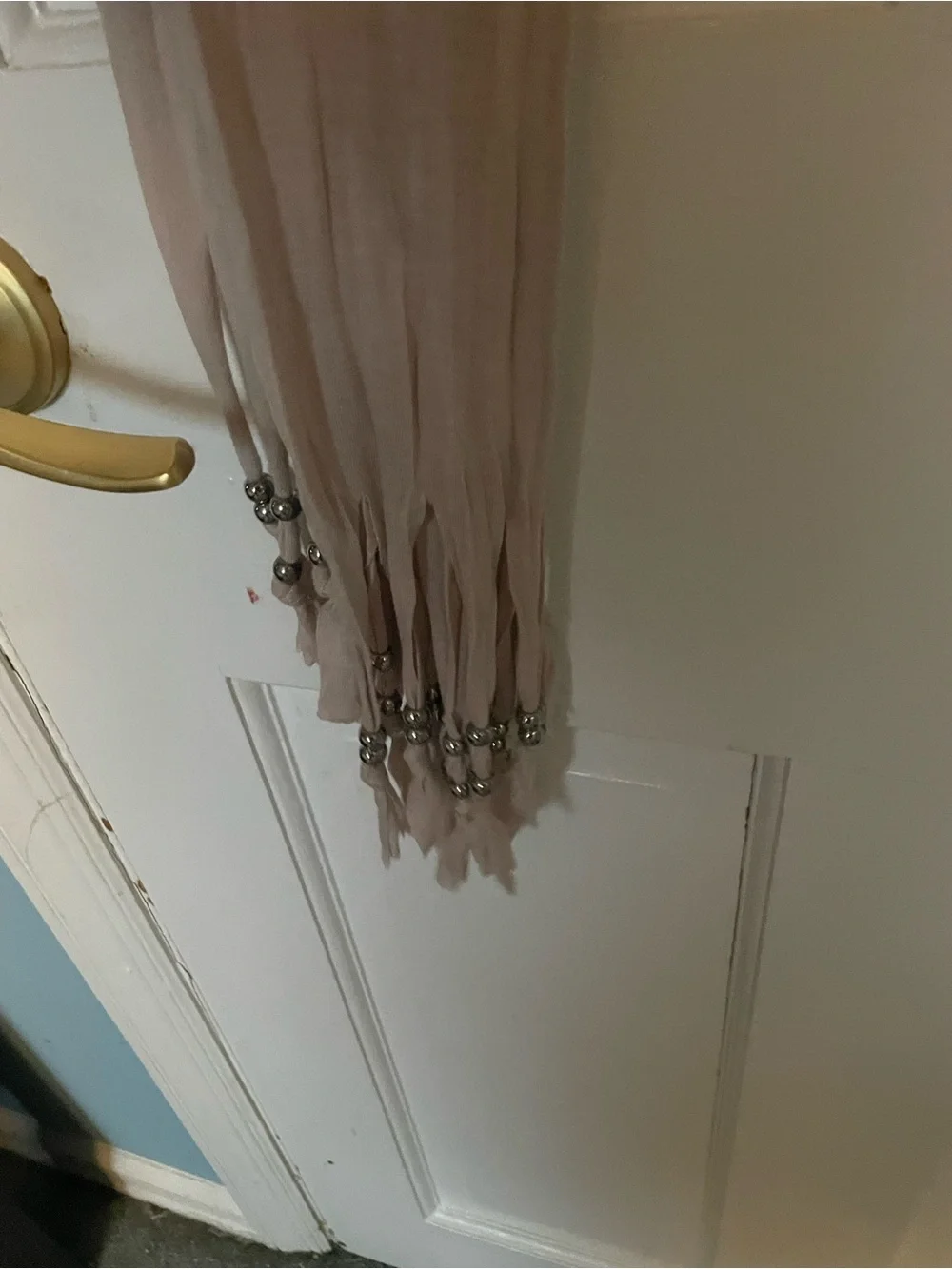 Neutral Beige Decorative lightweight Scarf with silver accents